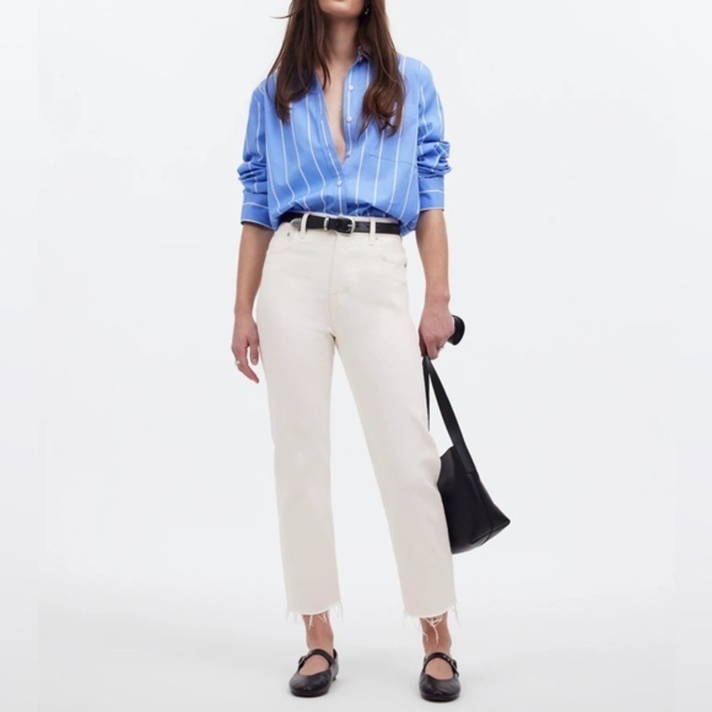 NWT Madewell The '90s Straight Crop Jean size W 33 Tile White